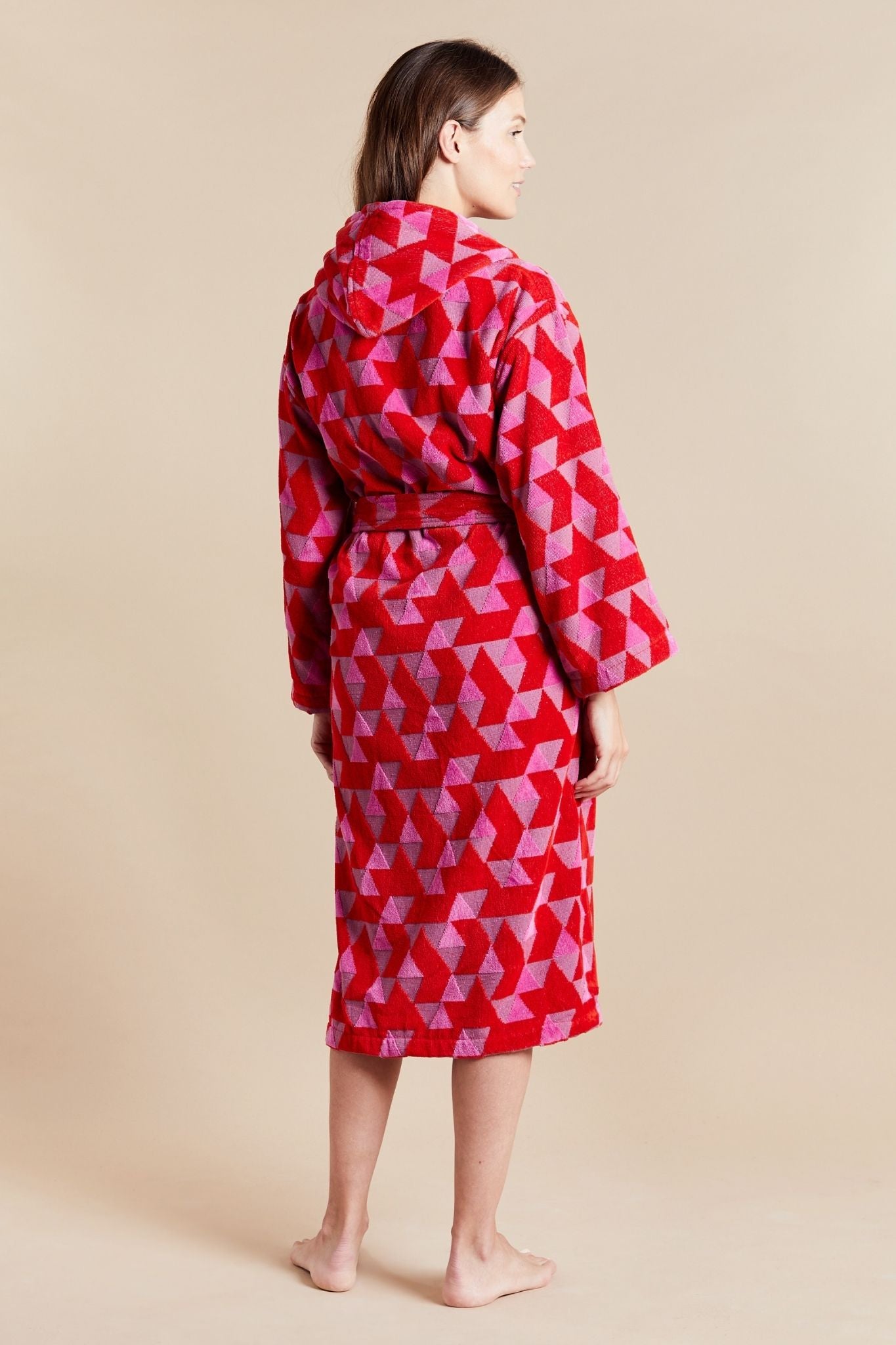 Pink Robe Back View Women's Pink Hooded Designer Robe | Bown of London