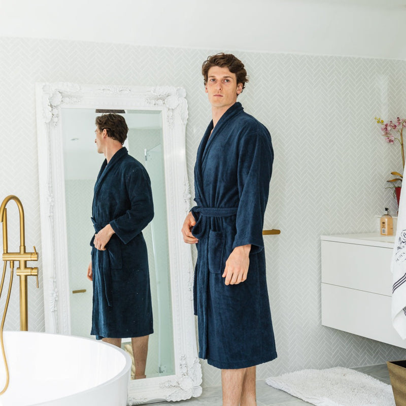 Personalised Mens Dressing Gown Bath Robe Nightwear Navy M L XL XXL 3XL 4XL  5XL | eBay