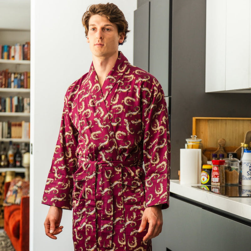 Lightweight Men's Robe - Gekko Claret