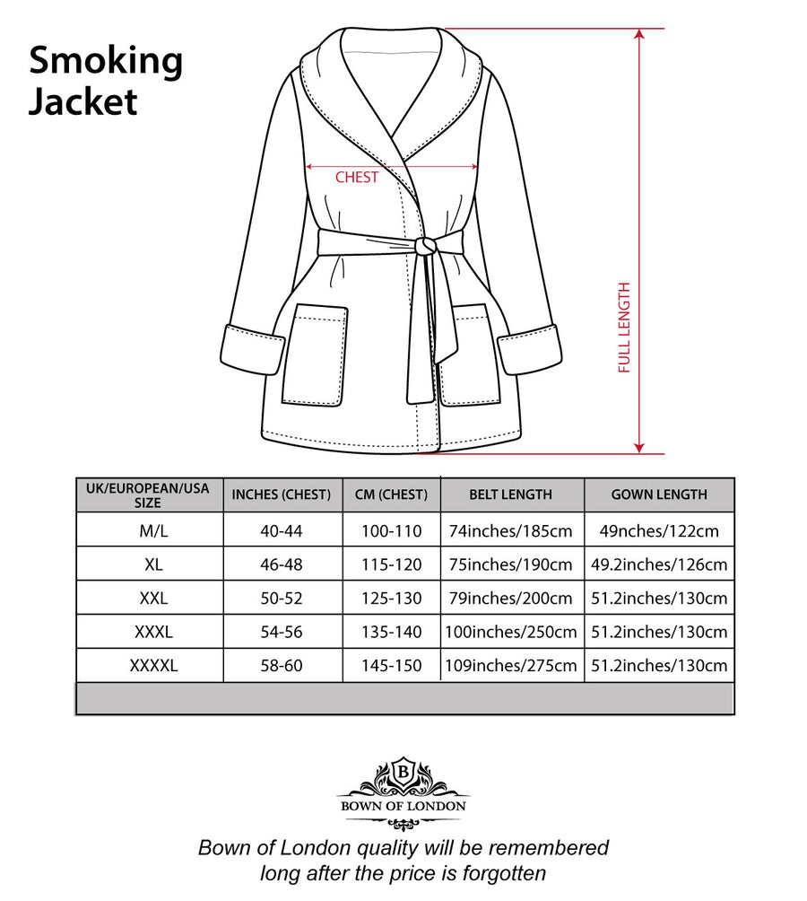 Smoking Jacket Size Chart | Bown of London