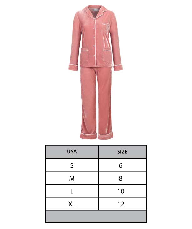 Women's Pink Velvet Pajamas Pajama Collection Bown of London