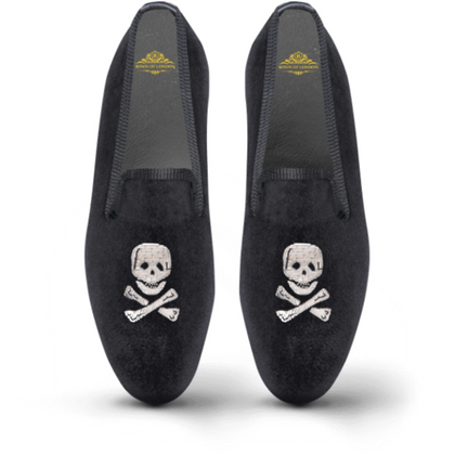 Men's Velvet Loafer/Slipper Shoe Skull - Bown of London