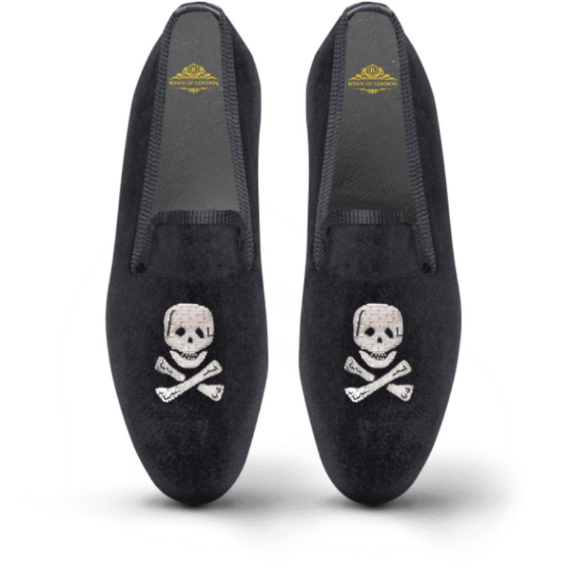 Men's Velvet Loafer/Slipper Shoe Skull
