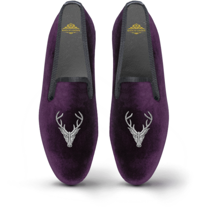 Men's Velvet Loafer/Slipper Shoe Stag Head