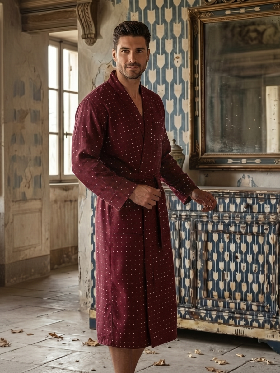Lightweight Men's Bathrobe - Tosca Red