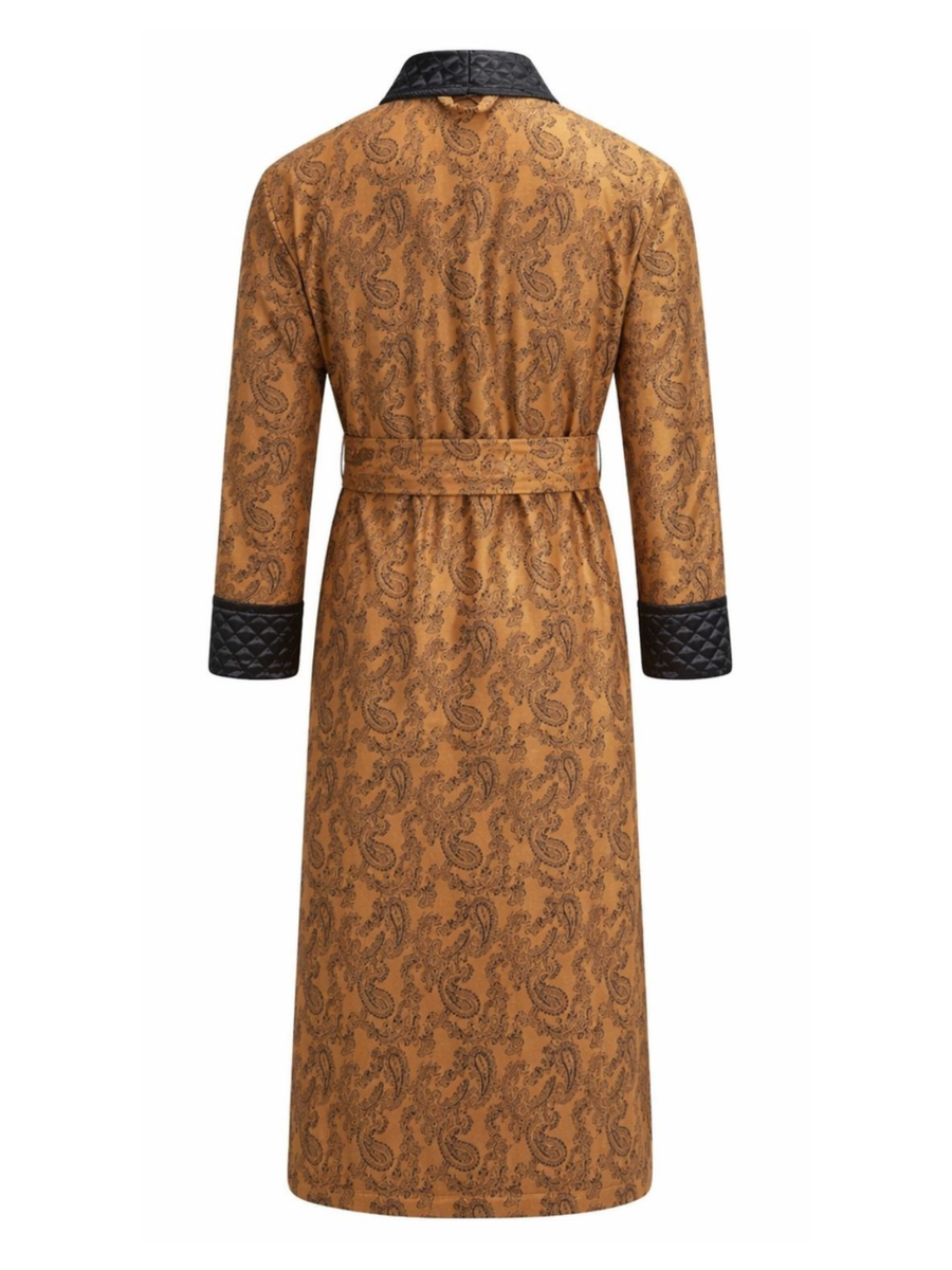 Majestic Long Smoking Jacket Robe in Gold