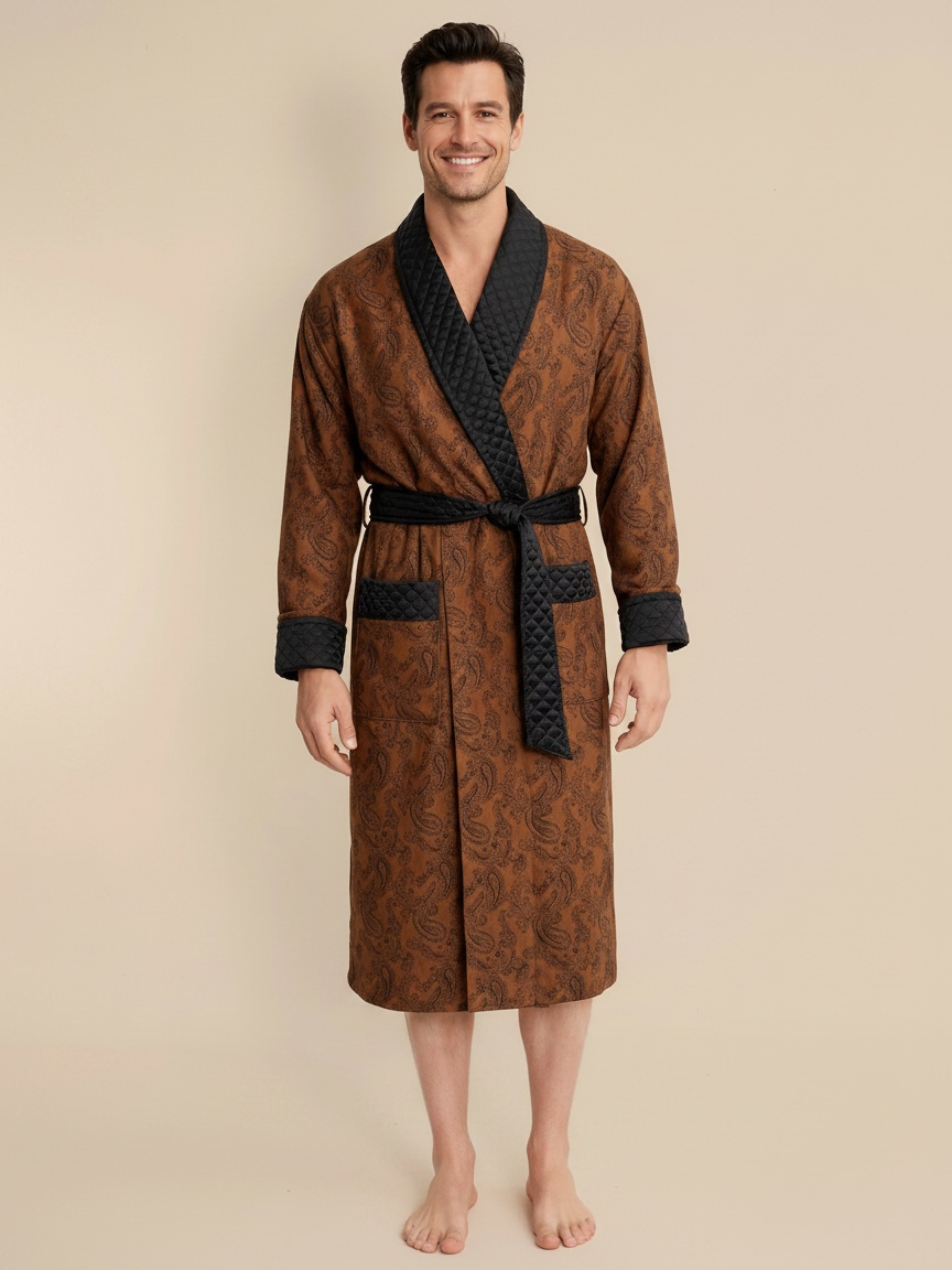 Majestic Long Smoking Jacket Robe in Gold