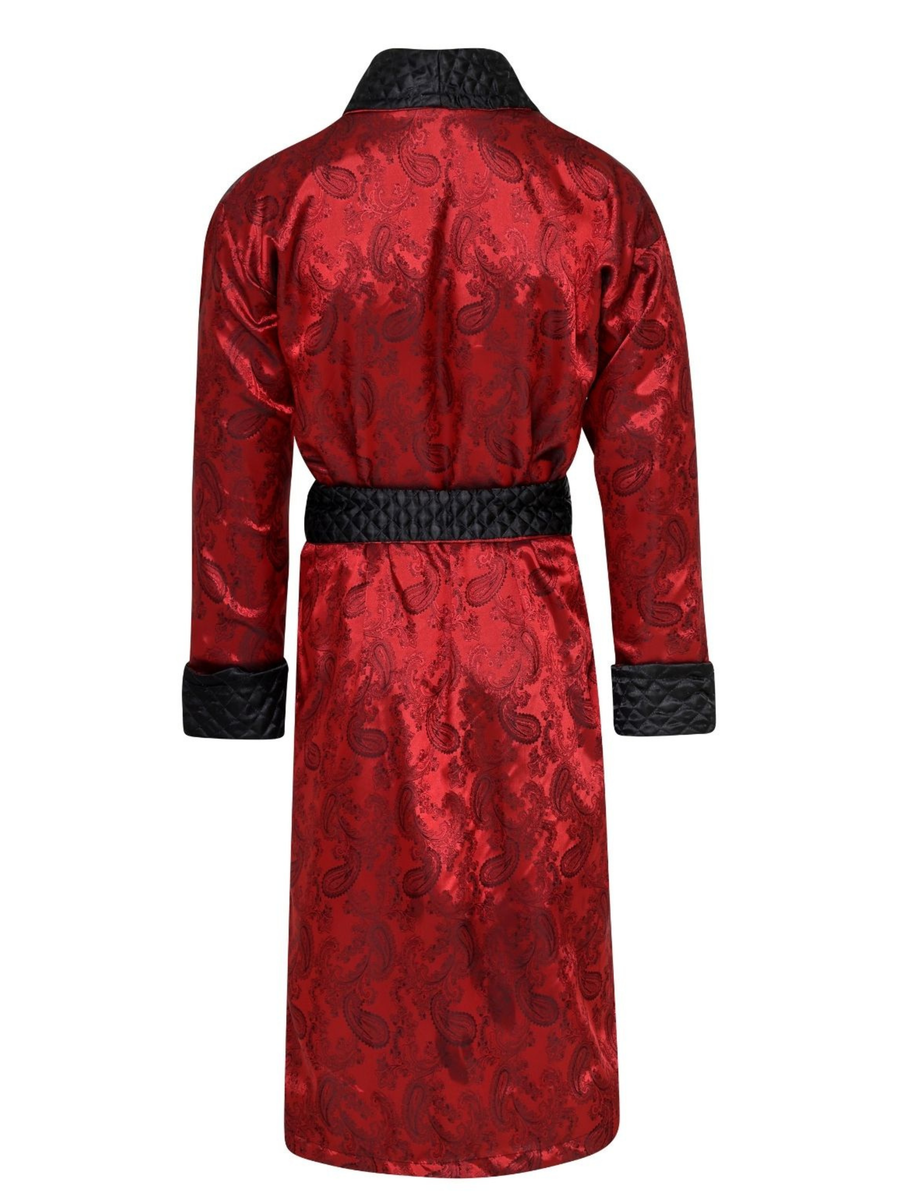 Gable Mens Long Smoking Jacket - Claret