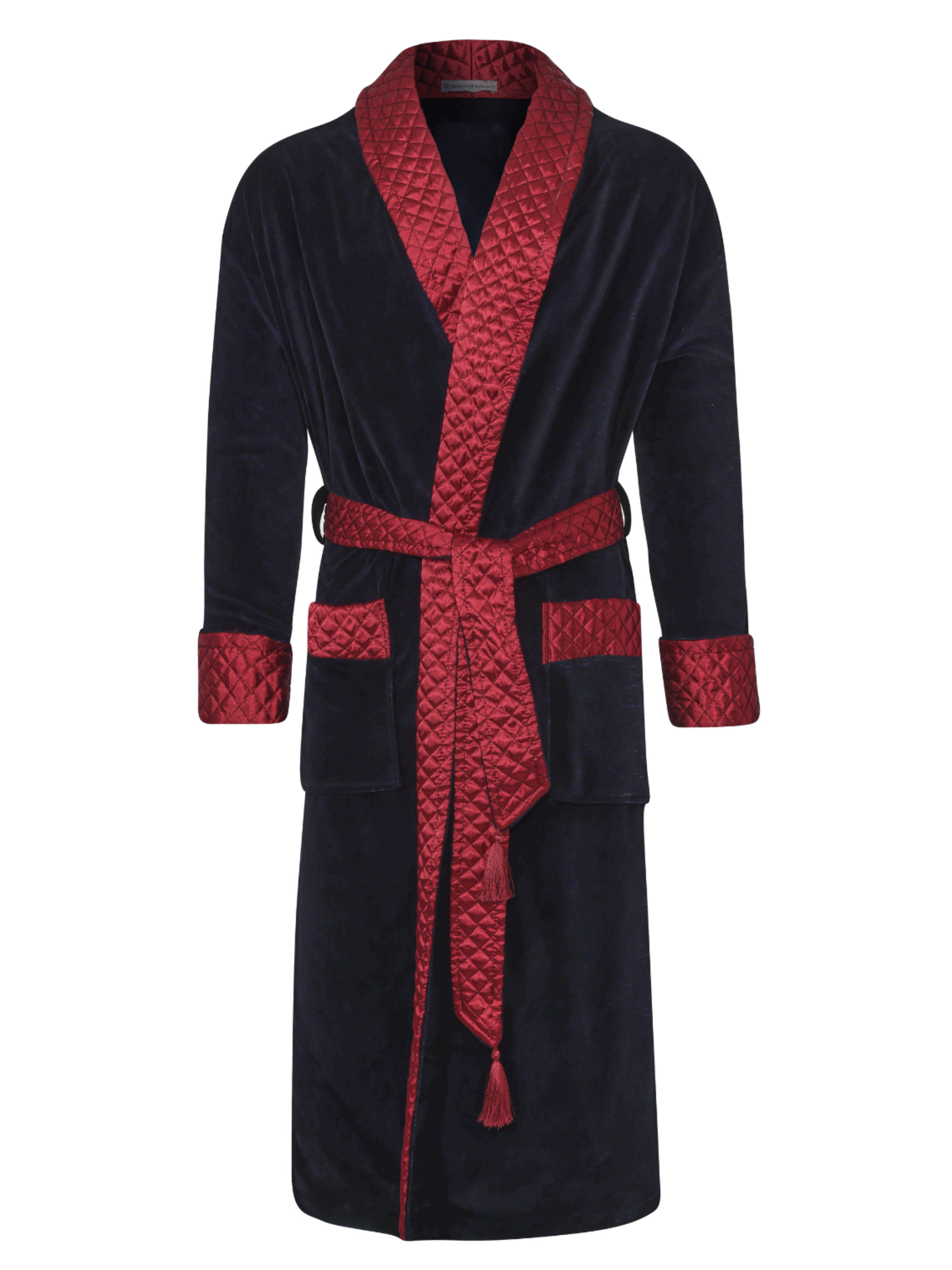 Mayfair Long Velvet Navy Smoking Jacket