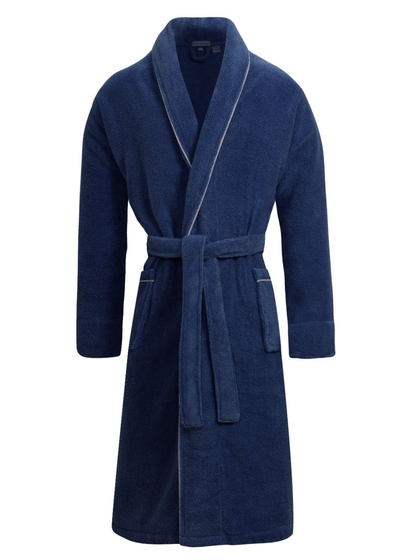 Men's Navy Towelling Bathrobe - Phoenix