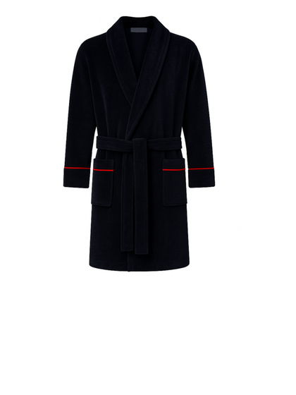Rockefeller Luxury Cotton Short Velvet Smoking Jacket in Navy
