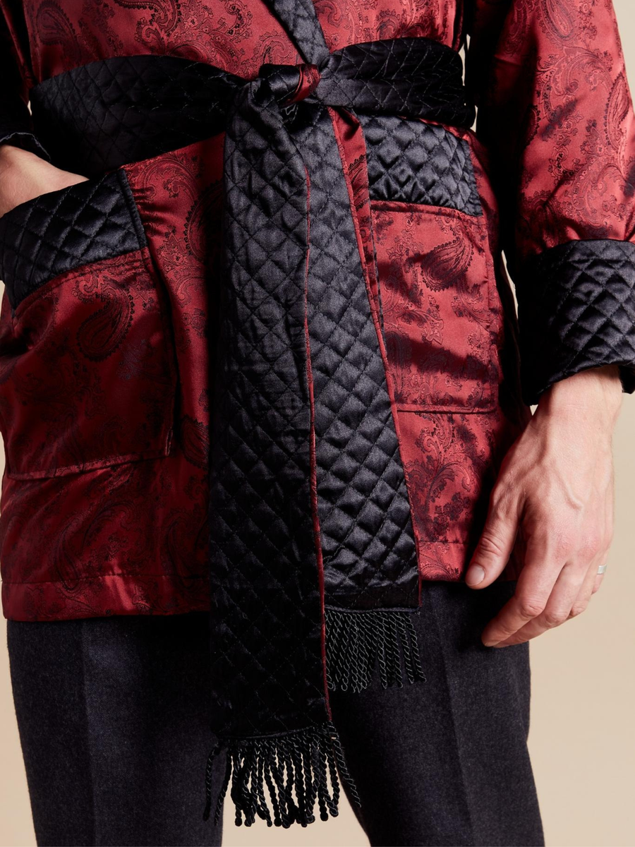 Clarke Men's Short Smoking Jacket - Claret