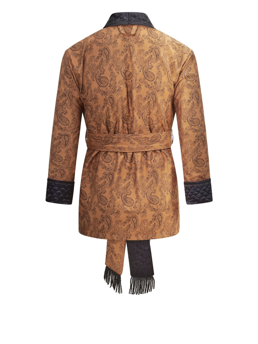Midas Short Velvet Smoking Jacket in Gold