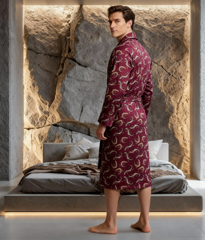 Lightweight Men's Robe - Gekko Claret