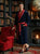 Mayfair Long Velvet Navy Smoking Jacket with Burgundy Piping