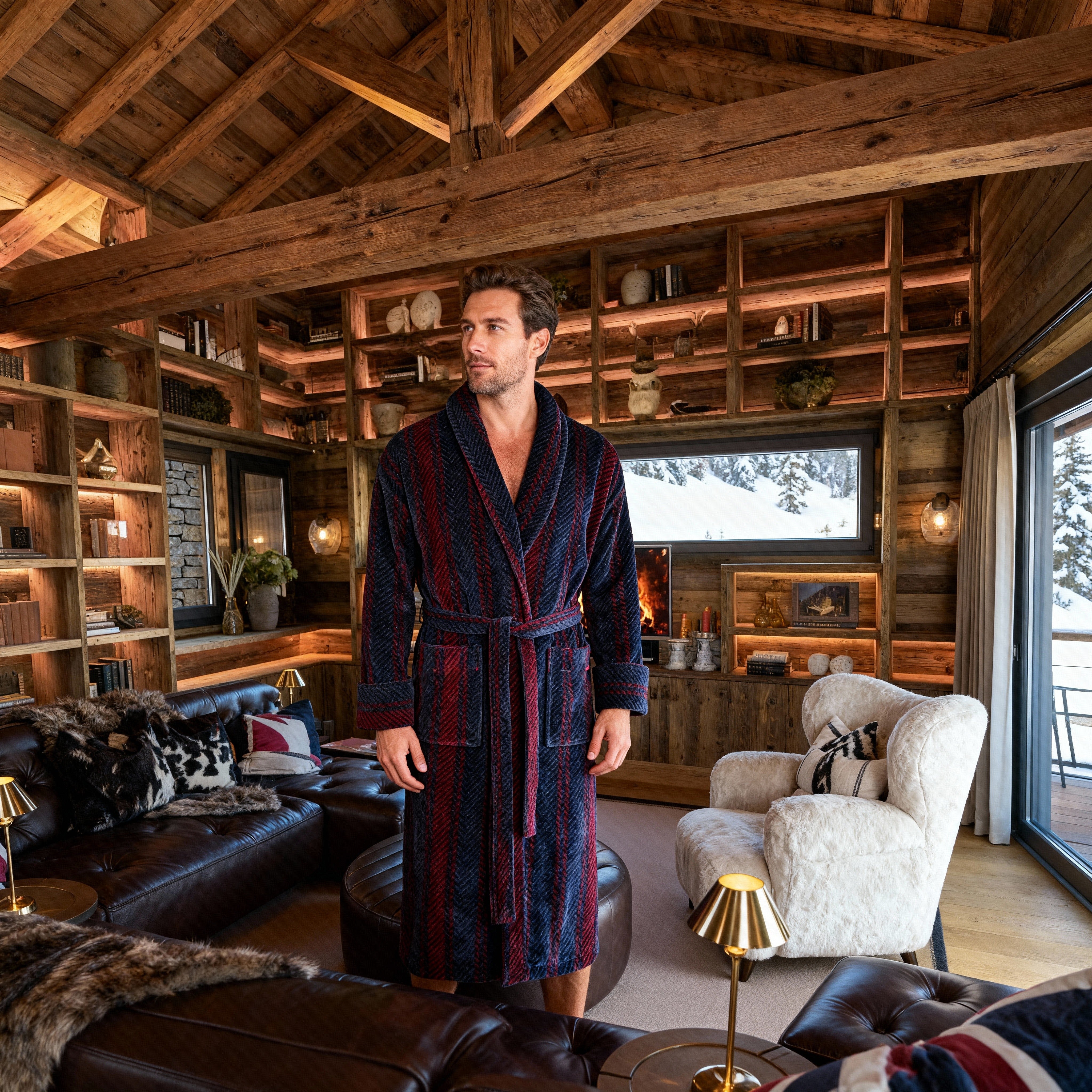 mens designer dressing gowns Men's 100% Cotton Dressing Gown - Blue and White Stripe | Luxury Dressing Gowns