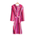 Women's Pink Striped Hooded Robe Front