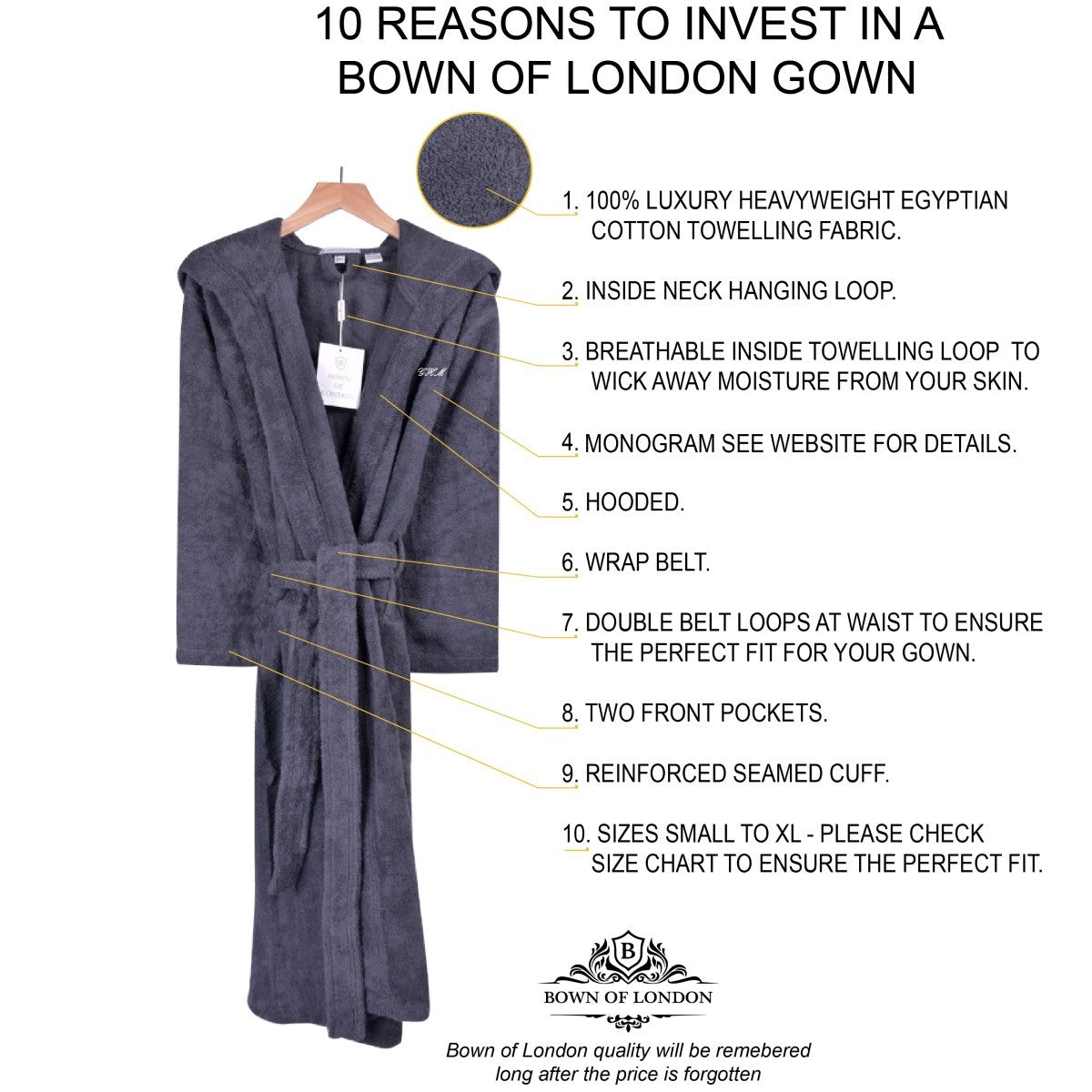 Egyptian cotton dressing gown with hood online