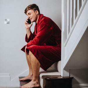 Men's Heavy Weight Burgundy robe | Bown of London
