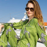 Ladies Vegan Silk Pajama - Zebra Print