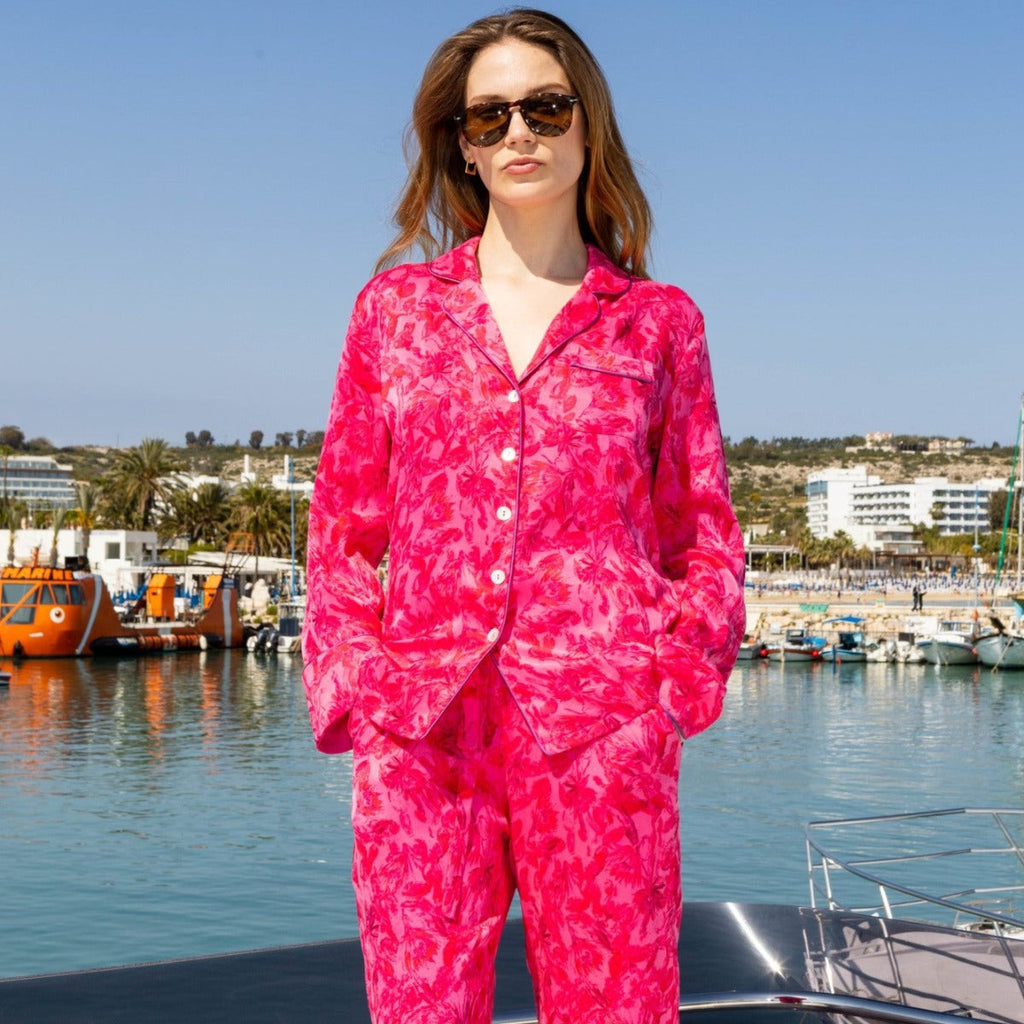 Ladies Pajamas - Zumra Mum Vegan Silk Cupro Long Pyjama Set Main Image