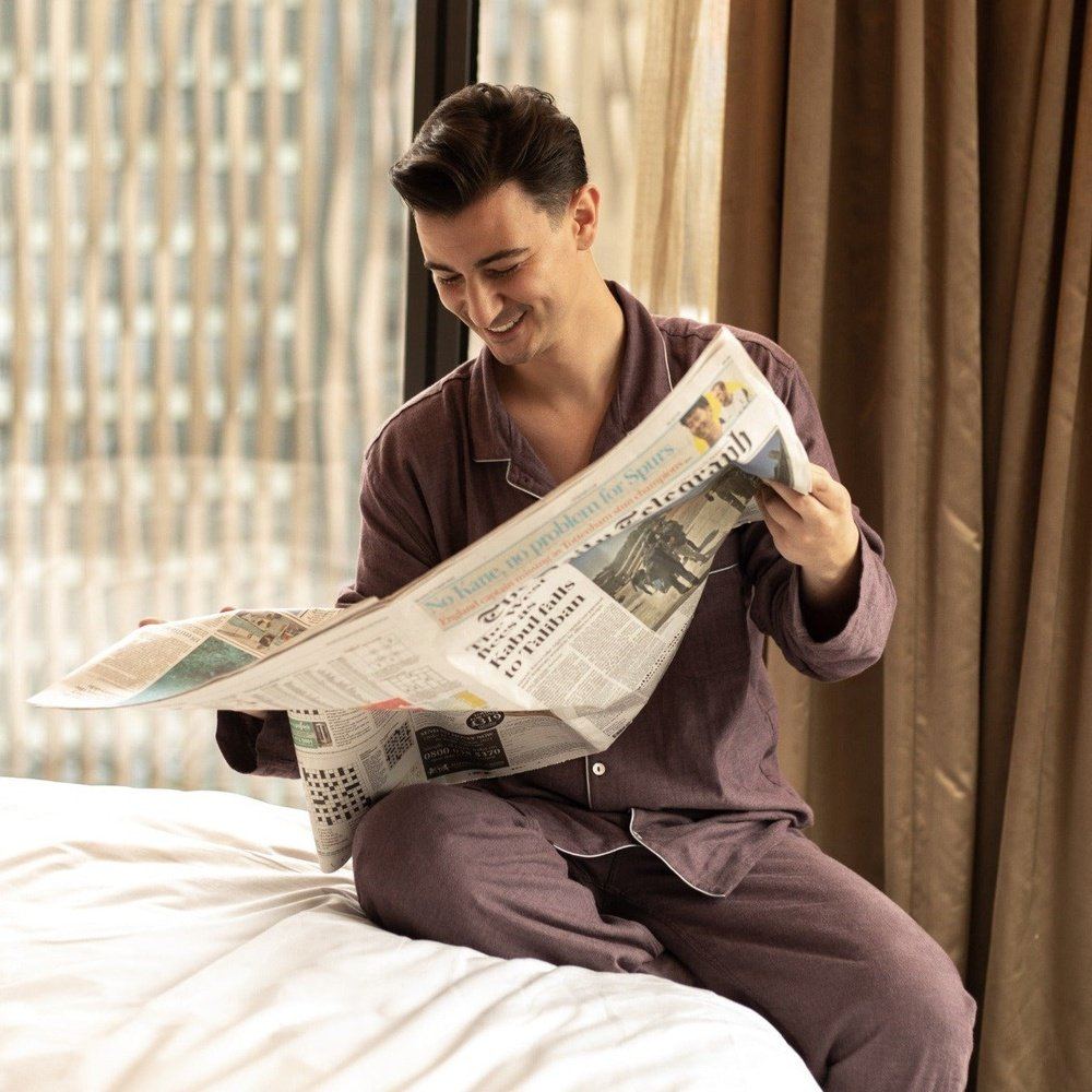 Men's Pajamas Brushed Cotton Red - Napoli Main Image