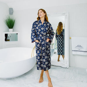 Lightweight Bathrobe - Gatsby Paisley Blue Main