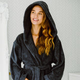 Women's Hooded Nua Cotton Bathrobe - Dark Gray